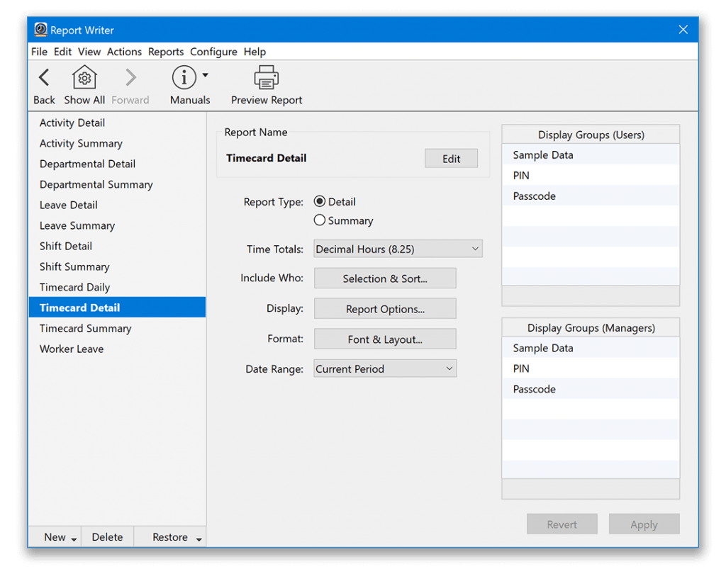 Create custom timesheets and reports