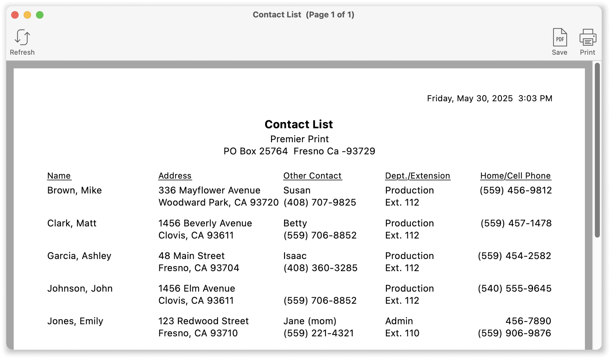 virtual timeclock contact status report