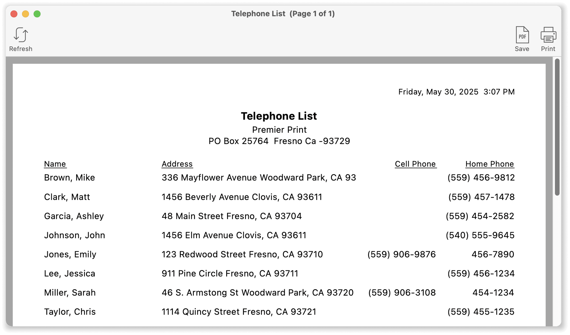 virtual timeclock telephone list report