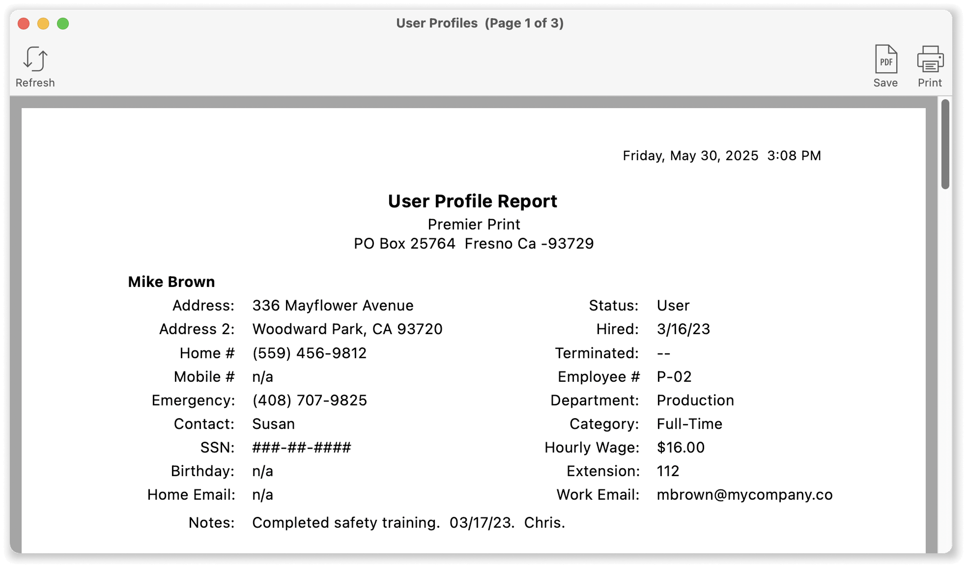 virtual timeclock user profile report